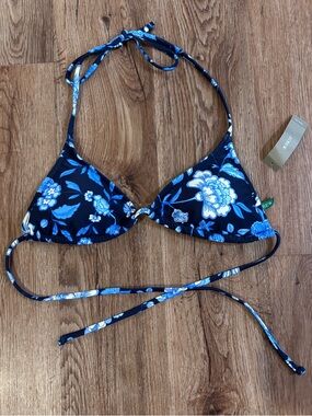 NWT J. Crew Blue Floral Bikini Top